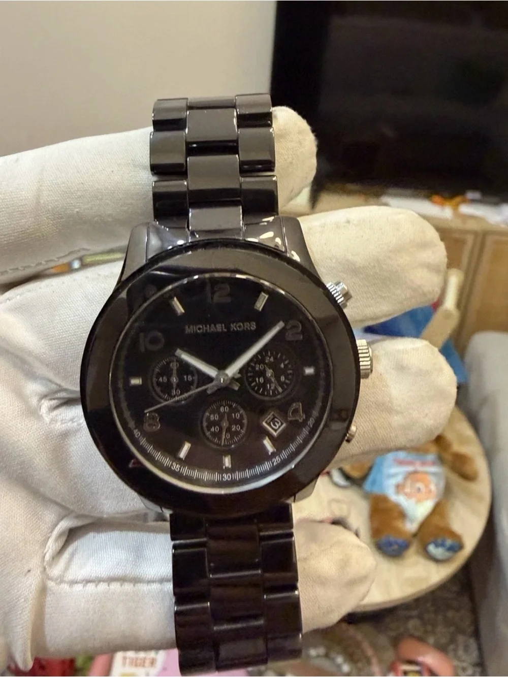 Michael Kors Runway MK5164 Black Ceramic Chronograph Men Women Watch Date 45mm